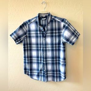 COLUMBIA MENS PLAID SHIRT Blue Black White Small REI